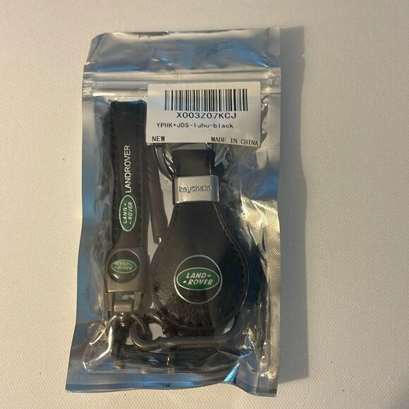 Land Rover Key Fob Keychain in Black Leather with Logo Set of 2 NWT - Picture 4 of 4
